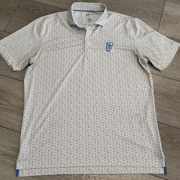 Johnnie O Golf Polo Mens Large Waste Management Open All Over Pattern Drinks - Picture 2 of 7